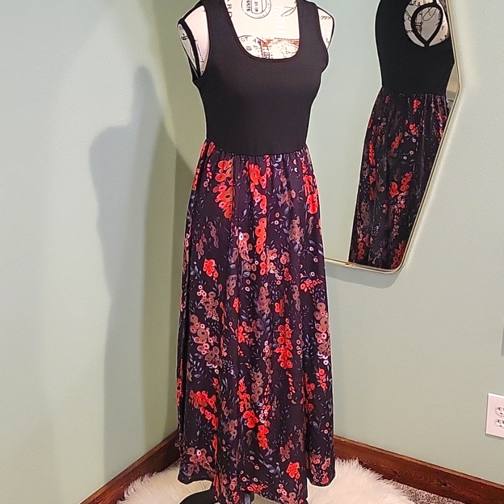 Black and Floral Maxi Dress